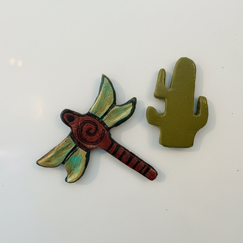 Dragonfly and Cactus Magnets
